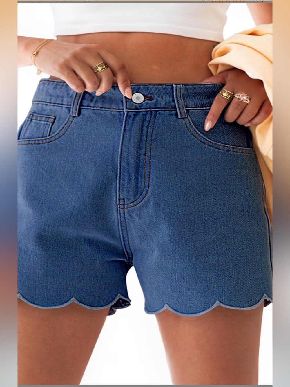 Scallop Hem Denim Shorts - Blue- NWT - Size 4